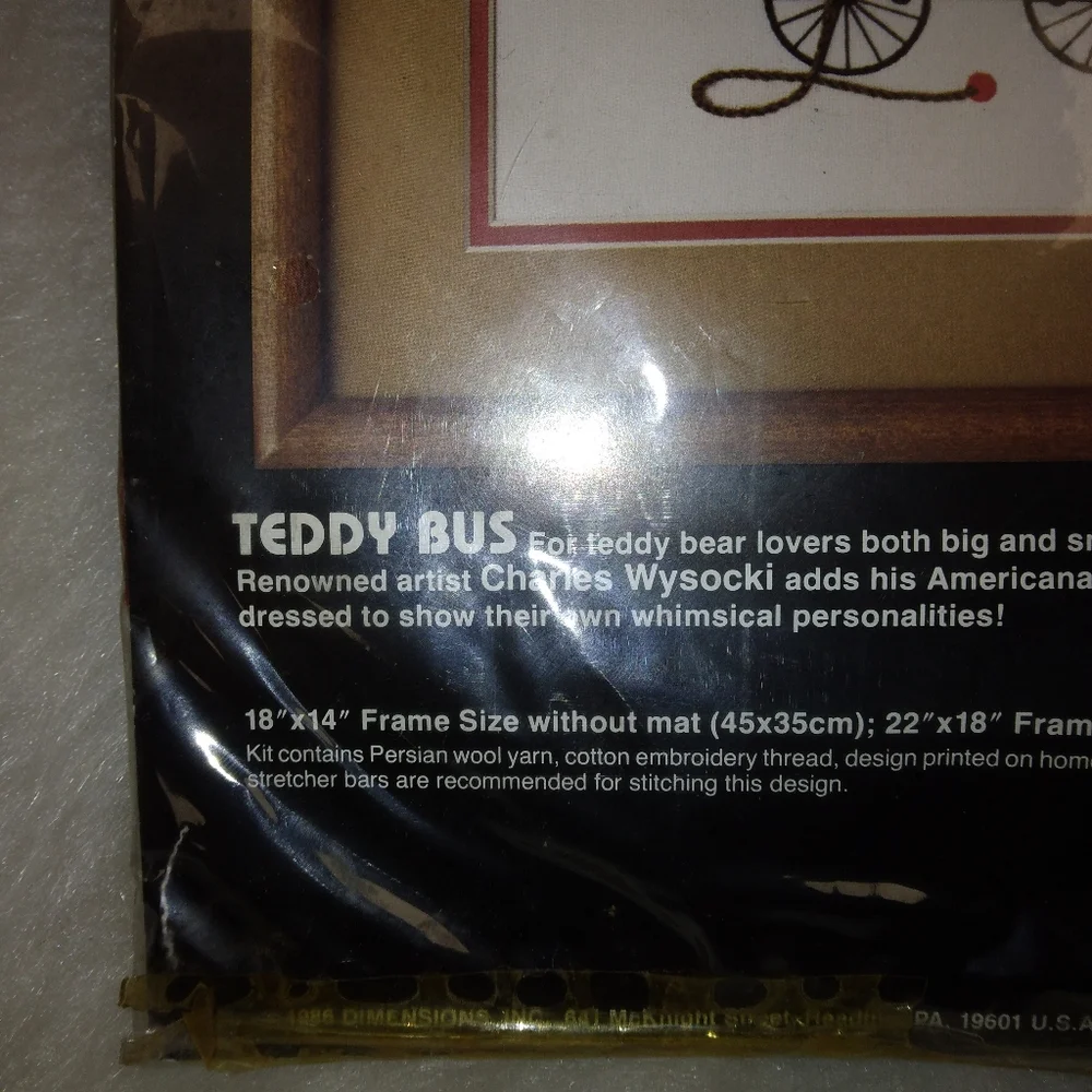 CREWEL Dimensions Crewel Kit, Teddy Bus, 18